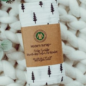 Organic Cotton Muslin Swaddle Blanket- Modern Tree